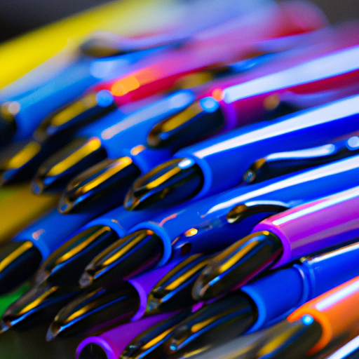 מבחר עטים ממותגים במגוון צבעים