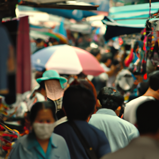 שוק רחוב הומה בבנגקוק, המציג את האווירה התוססת של תאילנד ביולי.